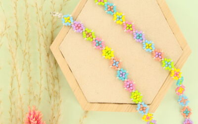 Granny square bracelet with seed beads