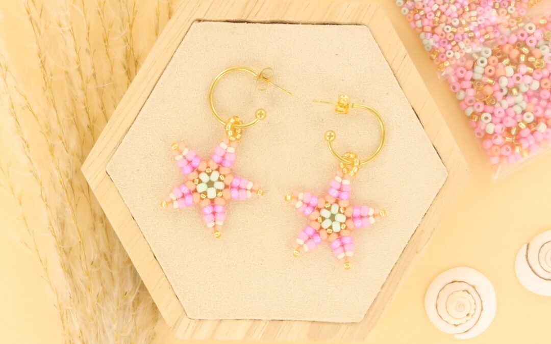Starfish earrings with Miyuki seed beads