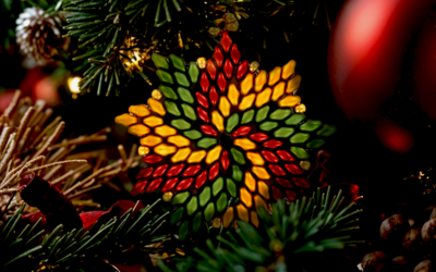 Superduo star earrings and pendant