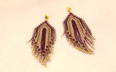Fringe earrings cranberry gold